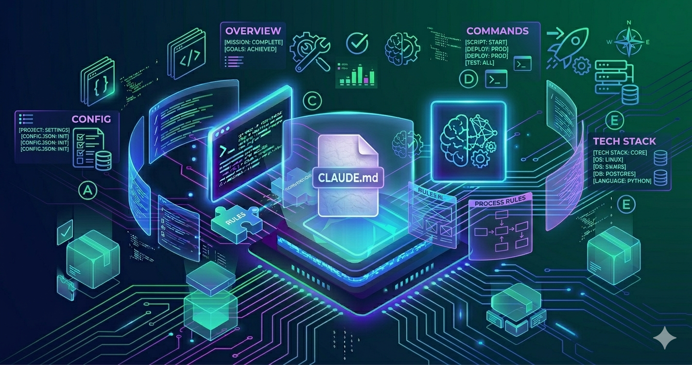 CLAUDE.mdの設定ファイルとプロジェクト最適化のイメージ