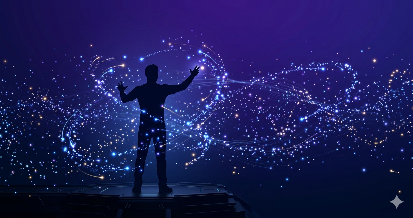 AIエージェントを指揮するエンジニアのイラスト