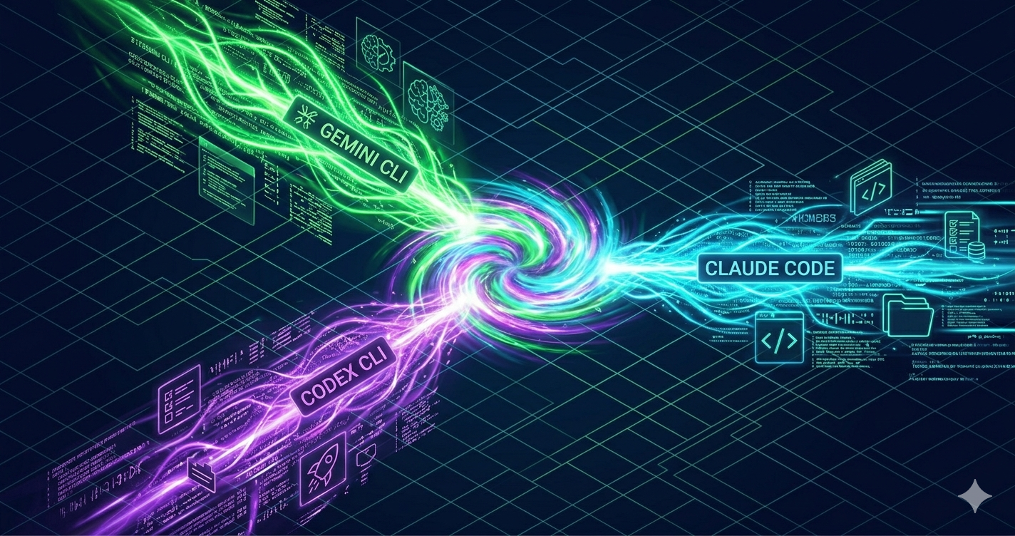 Gemini CLI・Codex CLI・Claude Code の3つのAI CLIツールを比較するビジュアル