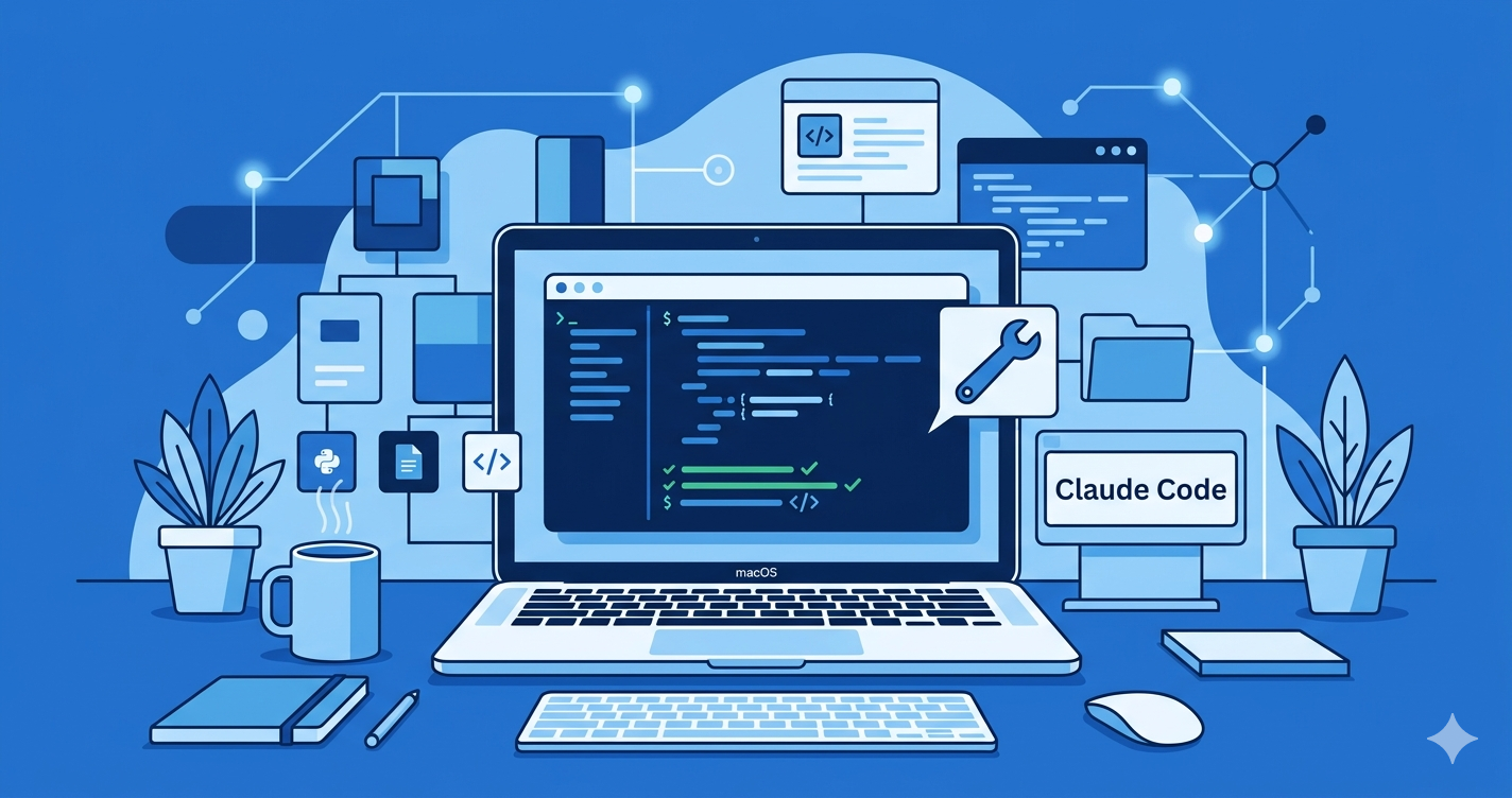 ターミナル画面とnpmパッケージを示すClaude Codeトラブルシューティングのイラスト