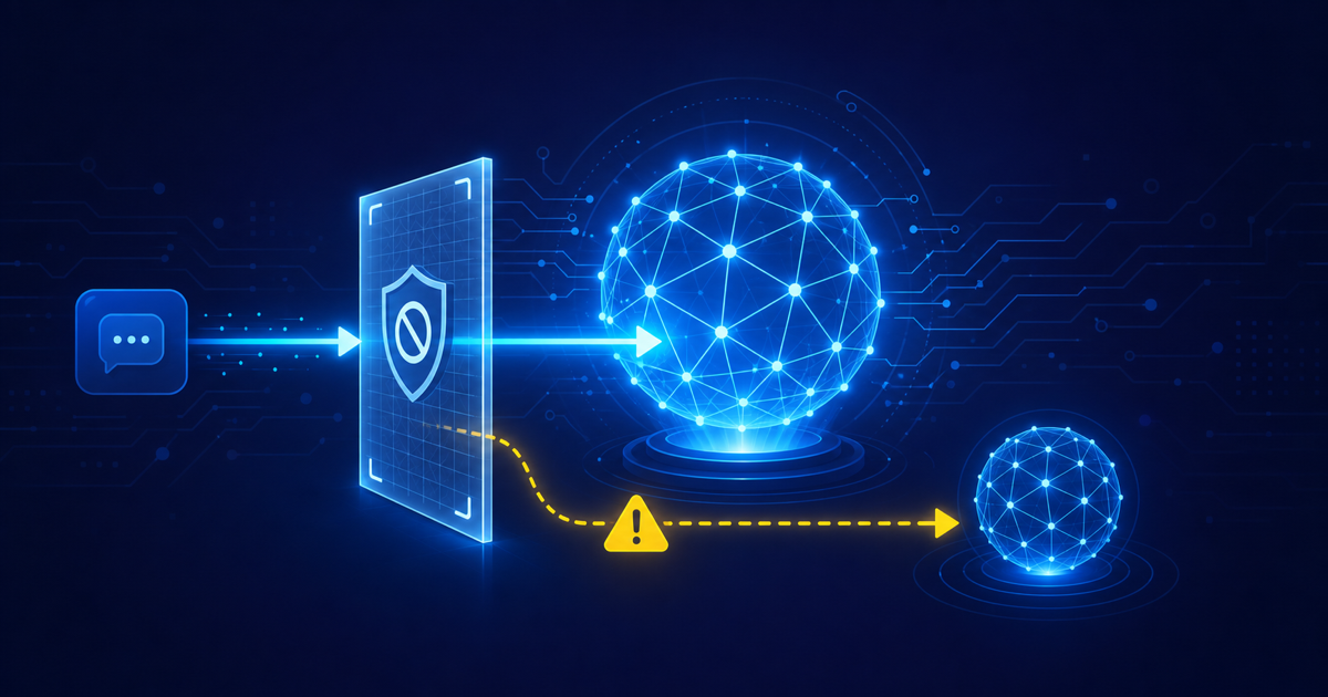 安全分類器のゲートを通るAIコアと、警告付きでOpus 4.8へ迂回するフォールバックの流れを描いたイラスト